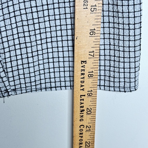 Habitat Boxy Tunic M 3/4 Sleeve Boho Lagenlook Mixed Print Black White Artsy - Picture 9 of 10